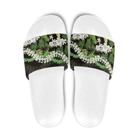 Omaomao Aloha Hawaii Lei Slide Sandals Tropical Flowers Elegant Vibe LT14 Green - Polynesian Pride