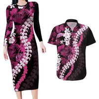 Akala Aloha Hawaii Lei Couples Matching Long Sleeve Bodycon Dress and Hawaiian Shirt Tropical Flowers Elegant Vibe - Polynesian Pride