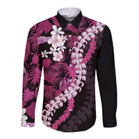 Akala Aloha Hawaii Lei Long Sleeve Button Shirt Tropical Flowers Elegant Vibe - Polynesian Pride