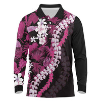 Akala Aloha Hawaii Lei Long Sleeve Polo Shirt Tropical Flowers Elegant Vibe - Polynesian Pride