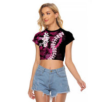 Akala Aloha Hawaii Lei Raglan Cropped T Shirt Tropical Flowers Elegant Vibe - Polynesian Pride
