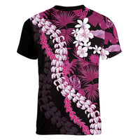 Akala Aloha Hawaii Lei Women V-Neck T-Shirt Tropical Flowers Elegant Vibe - Polynesian Pride