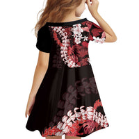 Ulaula Aloha Hawaii Lei Family Matching Off Shoulder Short Dress and Hawaiian Shirt Tropical Flowers Elegant Vibe - Polynesian Pride