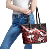 Ulaula Aloha Hawaii Lei Leather Tote Bag Tropical Flowers Elegant Vibe - Polynesian Pride