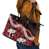Ulaula Aloha Hawaii Lei Leather Tote Bag Tropical Flowers Elegant Vibe - Polynesian Pride