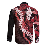 Ulaula Aloha Hawaii Lei Long Sleeve Button Shirt Tropical Flowers Elegant Vibe - Polynesian Pride