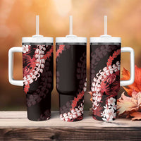 Ulaula Aloha Hawaii Lei Tumbler With Handle Tropical Flowers Elegant Vibe - Polynesian Pride