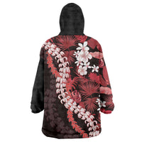 Ulaula Aloha Hawaii Lei Wearable Blanket Hoodie Tropical Flowers Elegant Vibe - Polynesian Pride