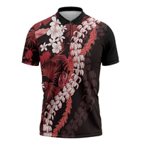 Ulaula Aloha Hawaii Lei Zipper Polo Shirt Tropical Flowers Elegant Vibe LT14 Red - Polynesian Pride