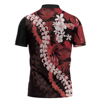 Ulaula Aloha Hawaii Lei Zipper Polo Shirt Tropical Flowers Elegant Vibe LT14 - Polynesian Pride