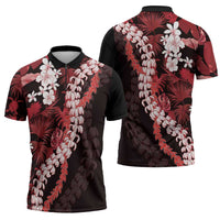 Ulaula Aloha Hawaii Lei Zipper Polo Shirt Tropical Flowers Elegant Vibe LT14 - Polynesian Pride