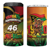 Vanuatu Independence Day 4 in 1 Can Cooler Tumbler Chibi Boar Proud To Be A Ni-Van