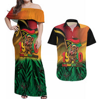 Vanuatu Independence Day Couples Matching Off Shoulder Maxi Dress and Hawaiian Shirt Chibi Boar Proud To Be A Ni-Van LT14 Multicolor - Polynesian Pride