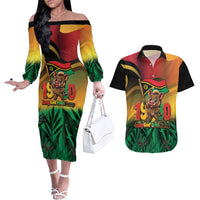 Vanuatu Independence Day Couples Matching Off The Shoulder Long Sleeve Dress and Hawaiian Shirt Chibi Boar Proud To Be A Ni-Van LT14 Multicolor - Polynesian Pride