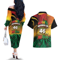 Vanuatu Independence Day Couples Matching Off The Shoulder Long Sleeve Dress and Hawaiian Shirt Chibi Boar Proud To Be A Ni-Van LT14 - Polynesian Pride