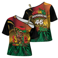 Vanuatu Independence Day Cross Shoulder Shirt Chibi Boar Proud To Be A Ni-Van