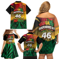Vanuatu Independence Day Family Matching Off Shoulder Short Dress and Hawaiian Shirt Chibi Boar Proud To Be A Ni-Van