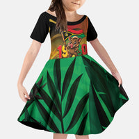 Vanuatu Independence Day Kid Short Sleeve Dress Chibi Boar Proud To Be A Ni-Van LT14 KID Multicolor - Polynesian Pride