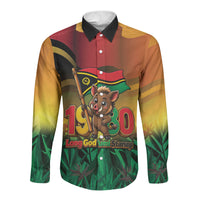 Vanuatu Independence Day Long Sleeve Button Shirt Chibi Boar Proud To Be A Ni-Van LT14 Unisex Multicolor - Polynesian Pride