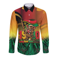 Vanuatu Independence Day Long Sleeve Button Shirt Chibi Boar Proud To Be A Ni-Van