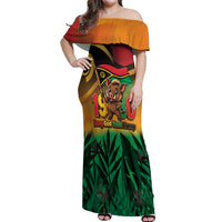 Vanuatu Independence Day Off Shoulder Maxi Dress Chibi Boar Proud To Be A Ni-Van LT14 Women Multicolor - Polynesian Pride