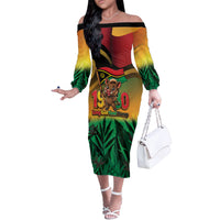 Vanuatu Independence Day Off The Shoulder Long Sleeve Dress Chibi Boar Proud To Be A Ni-Van