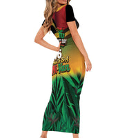 Vanuatu Independence Day Short Sleeve Bodycon Dress Chibi Boar Proud To Be A Ni-Van LT14 - Polynesian Pride