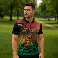 Vanuatu Independence Day Zipper Polo Shirt Chibi Boar Proud To Be A Ni-Van LT14 - Polynesian Pride