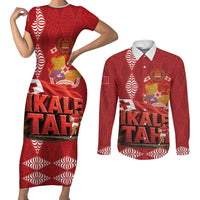 Tonga Rugby Custom Couples Matching Short Sleeve Bodycon Dress and Long Sleeve Button Shirt 2026 Go Ikale Tahi Ngatu Pattern