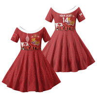 Tonga Rugby Custom Family Matching Mermaid Dress and Hawaiian Shirt 2026 Go Ikale Tahi Ngatu Pattern LT14 Daughter's Dress Red - Polynesian Pride