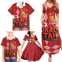 Tonga Rugby Custom Family Matching Summer Maxi Dress and Hawaiian Shirt 2026 Go Ikale Tahi Ngatu Pattern LT14 - Polynesian Pride