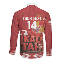 Tonga Rugby Custom Long Sleeve Button Shirt 2026 Go Ikale Tahi Ngatu Pattern LT14 - Polynesian Pride