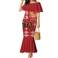 Tonga Rugby Custom Mermaid Dress 2026 Go Ikale Tahi Ngatu Pattern LT14 Women Red - Polynesian Pride