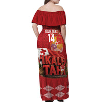 Tonga Rugby Custom Off Shoulder Maxi Dress 2026 Go Ikale Tahi Ngatu Pattern LT14 - Polynesian Pride