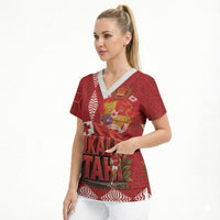 Tonga Rugby Custom Scrub Top 2026 Go Ikale Tahi Ngatu Pattern