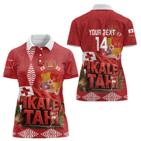 Tonga Rugby Custom Women Polo Shirt 2026 Go Ikale Tahi Ngatu Pattern