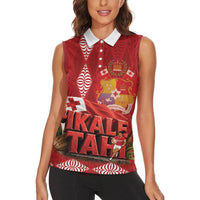 Tonga Rugby Custom Women Sleeveless Polo Shirt 2026 Go Ikale Tahi Ngatu Pattern