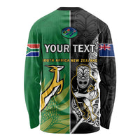 (Custom Personalised) New Zealand And South Africa Rugby Long Sleeve Shirt All Black Maori Mix Springboks LT14