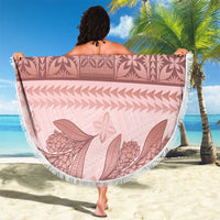 Pastel Pink Samoa Siapo Teuila Flowers Beach Blanket - Polynesian Pride