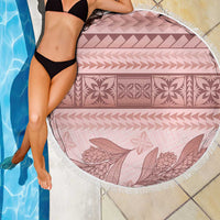 Pastel Pink Samoa Siapo Teuila Flowers Beach Blanket - Polynesian Pride