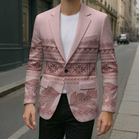 Pastel Pink Samoa Siapo Teuila Flowers Blazer - Polynesian Pride