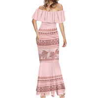 Pastel Pink Samoa Siapo Teuila Flowers Mermaid Dress - Polynesian Pride