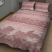 Pastel Pink Samoa Siapo Teuila Flowers Quilt Bed Set - Polynesian Pride