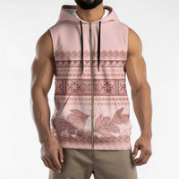 Pastel Pink Samoa Siapo Teuila Flowers Sleeveless Zip Hoodie LT14 - Polynesian Pride
