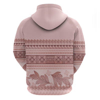 Pastel Pink Samoa Siapo Teuila Flowers Zip Hoodie - Polynesian Pride