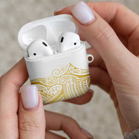 Polynesia White Sunday AirPods Case Plumeria Polynesian Tribal Gold Color LT14 - Polynesian Pride