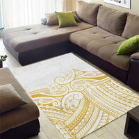 Polynesia White Sunday Area Rug Plumeria Polynesian Tribal Gold Color - Polynesian Pride