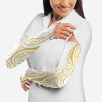 Polynesia White Sunday Arm Sleeves Plumeria Polynesian Tribal Gold Color - Polynesian Pride