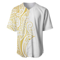 Polynesia White Sunday Baseball Jersey Plumeria Polynesian Tribal Gold Color - Polynesian Pride