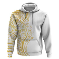Polynesia White Sunday Hoodie Plumeria Polynesian Tribal Gold Color - Polynesian Pride